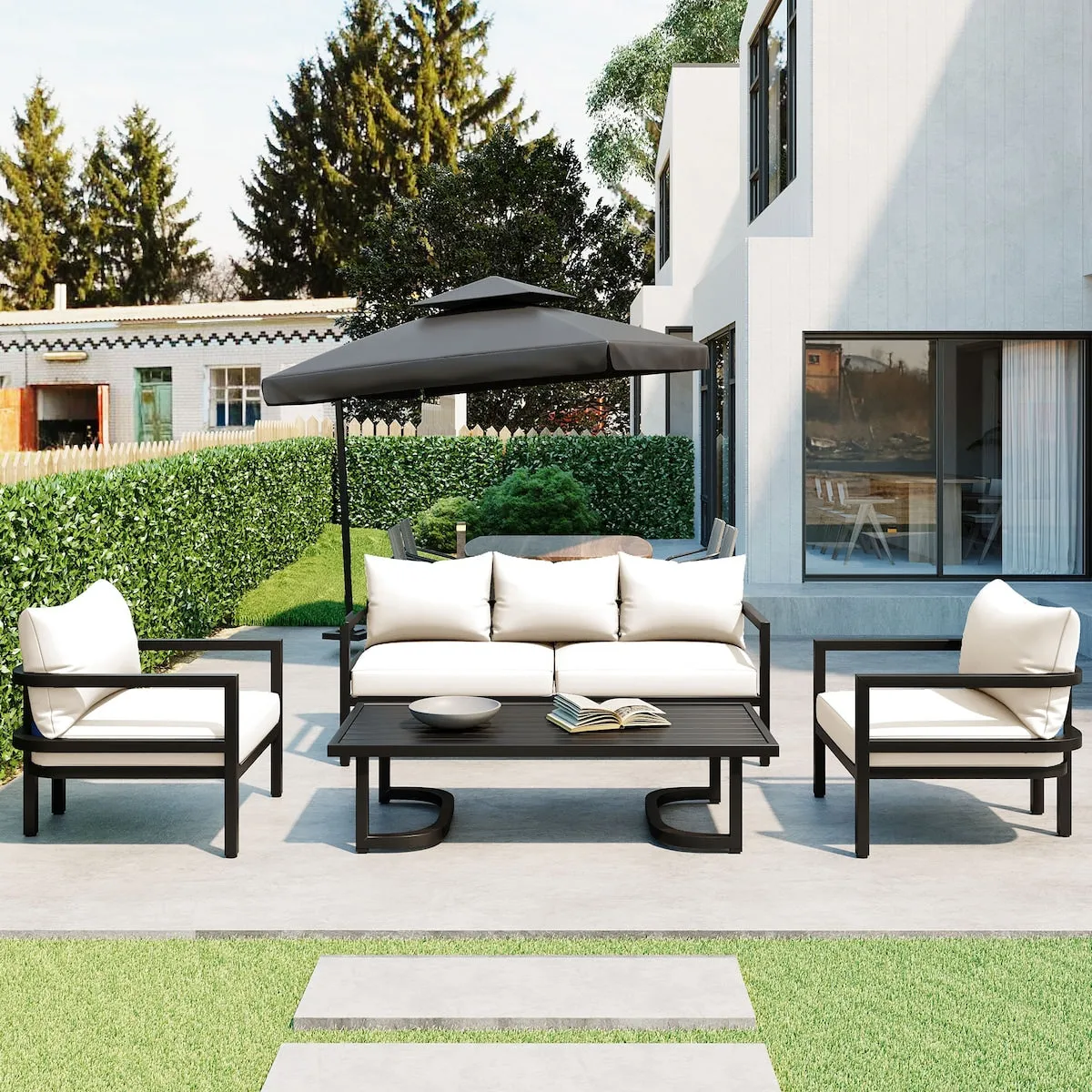 4-Piece Multi-person Outdoor Steel Sofa Set