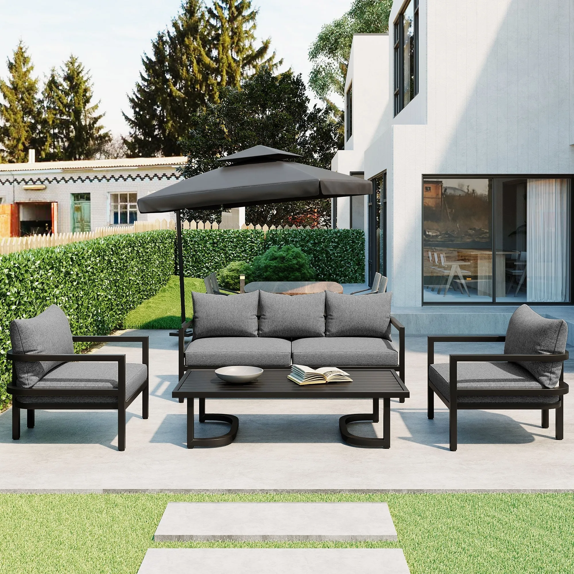 4-Piece Multi-person Outdoor Steel Sofa Set