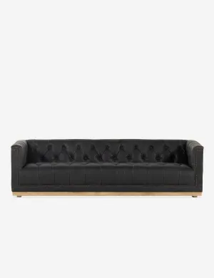 Afia Leather Sofa. Distressed Black