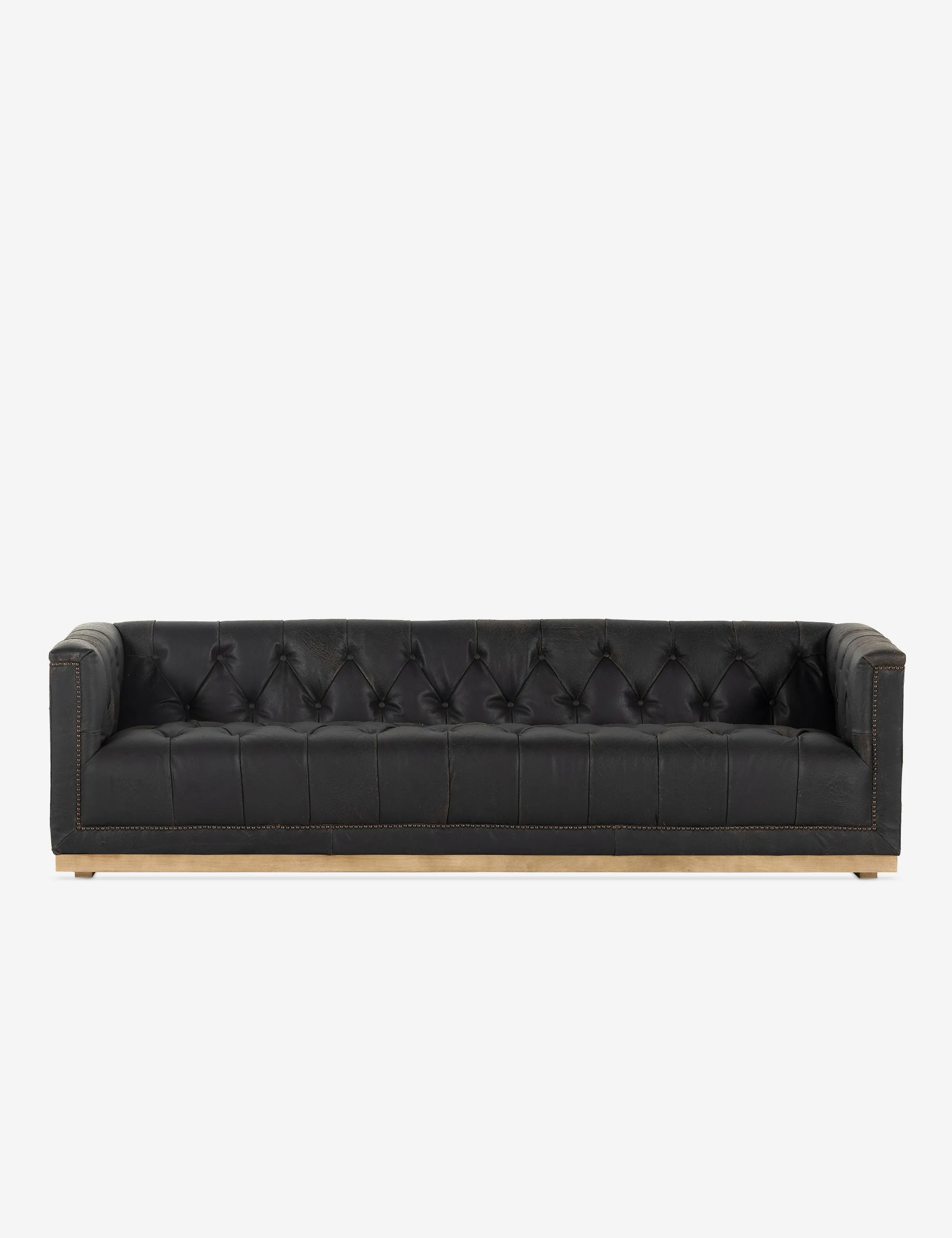Afia Leather Sofa. Distressed Black