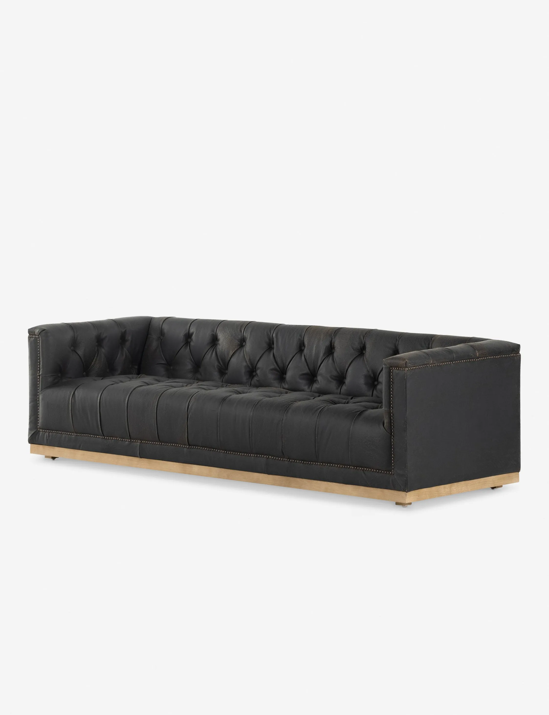 Afia Leather Sofa. Distressed Black