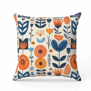 Baltic Blossoms Faux Suede Reversible Throw Pillow Beige and Orange