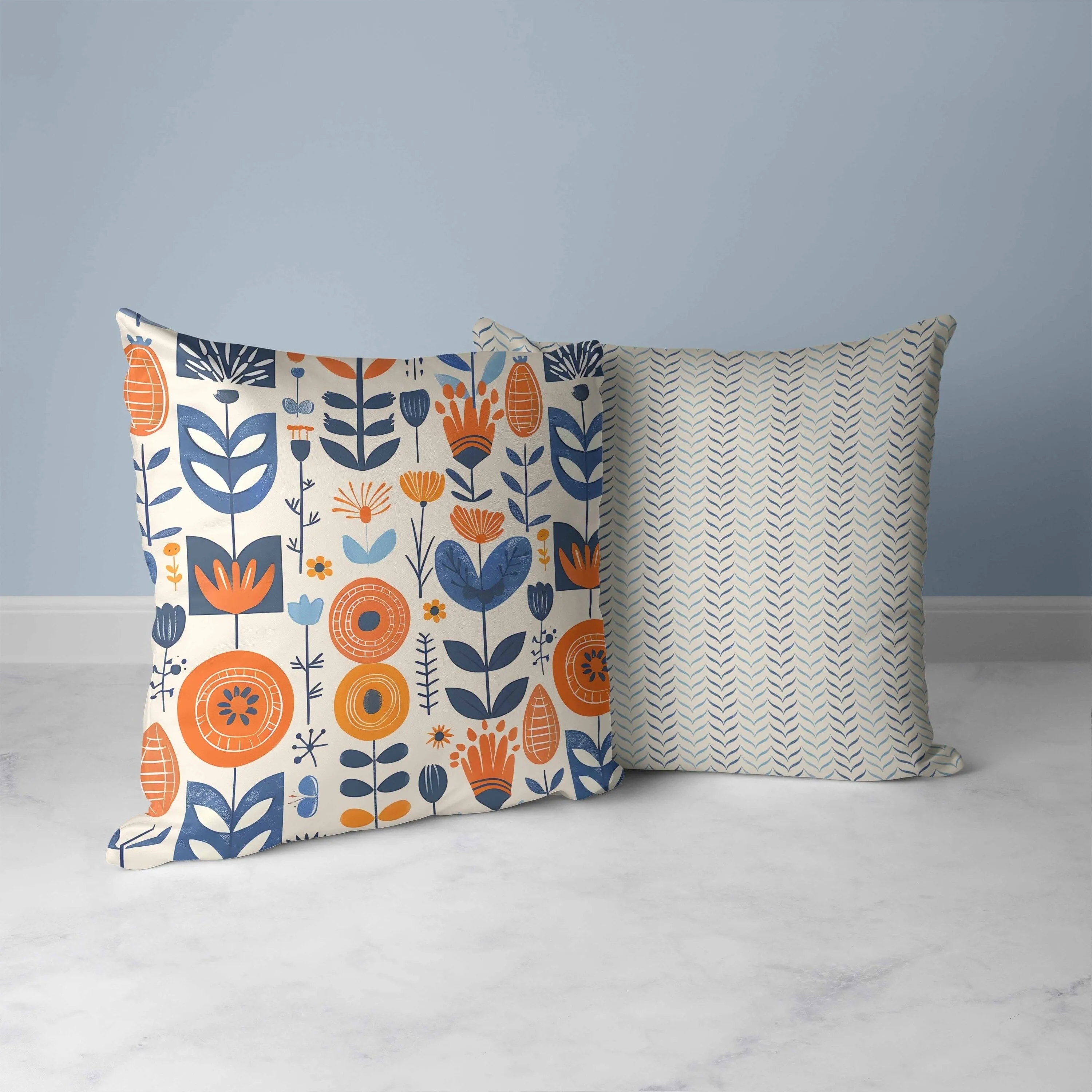 Baltic Blossoms Faux Suede Reversible Throw Pillow Beige and Orange