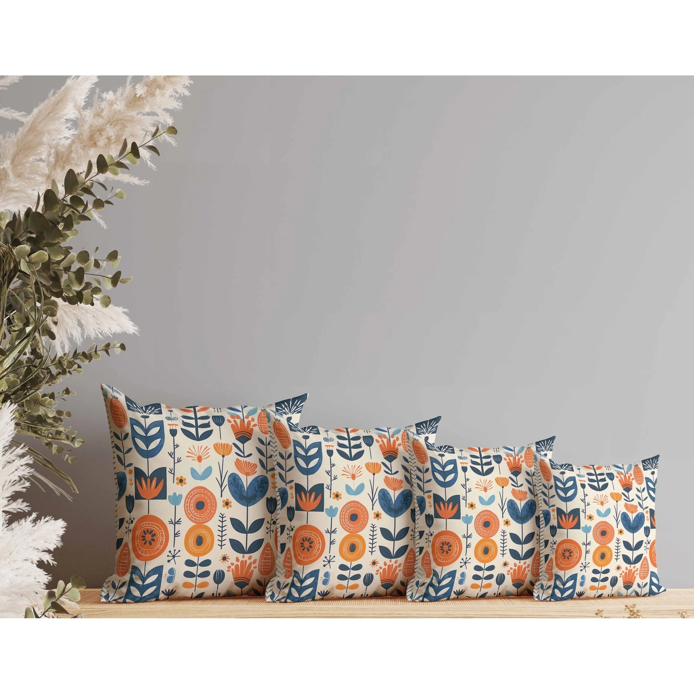 Baltic Blossoms Faux Suede Reversible Throw Pillow Beige and Orange