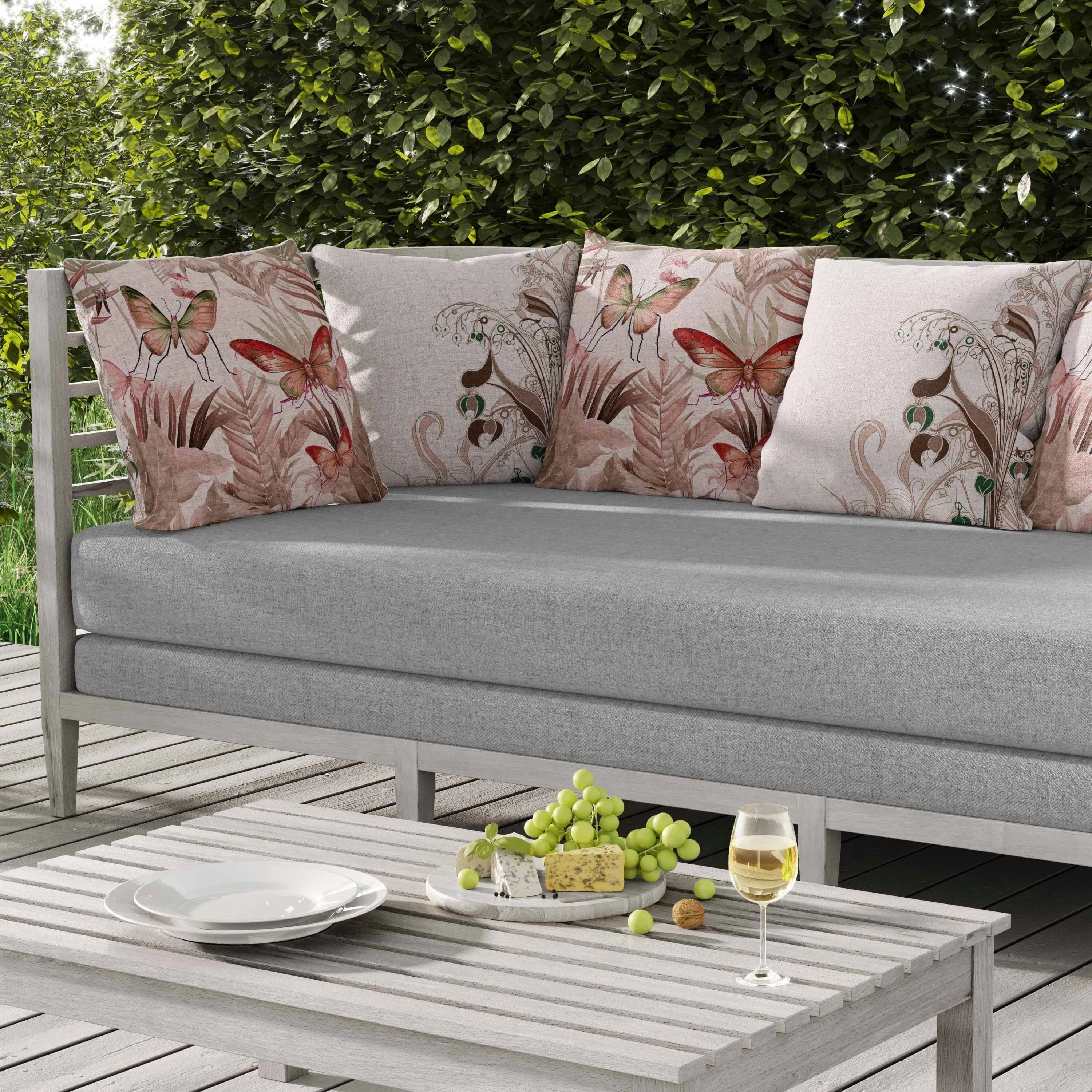Butterfly Dreams Indoor/Outdoor Reversible Throw Pillow Red and Pink
