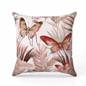 Butterfly Dreams Indoor/Outdoor Reversible Throw Pillow Red and Pink