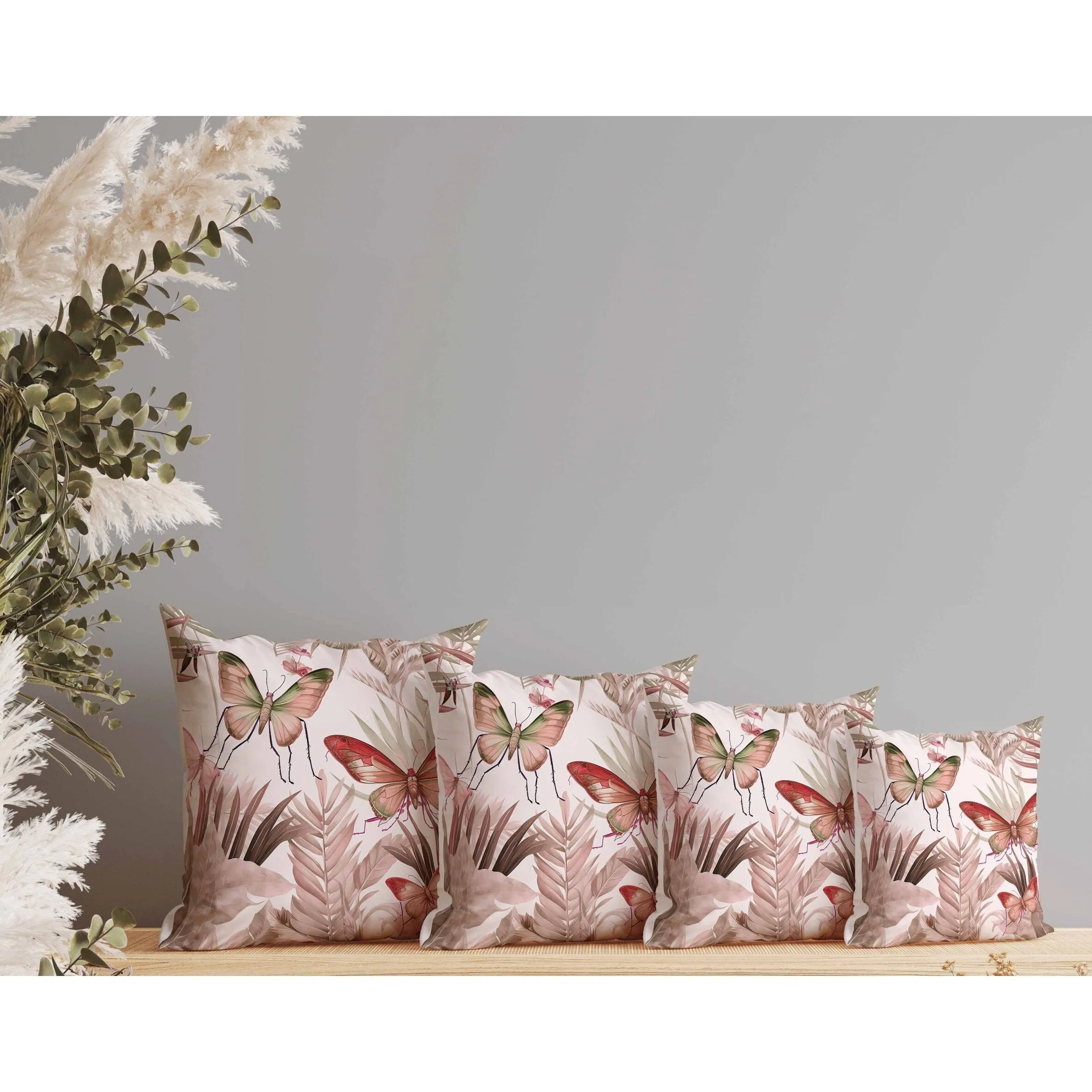 Butterfly Dreams Indoor/Outdoor Reversible Throw Pillow Red and Pink