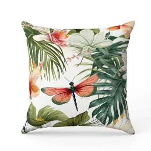 Dragonfly Dreamscape Indoor/Outdoor Reversible Throw Pillow Green and Red