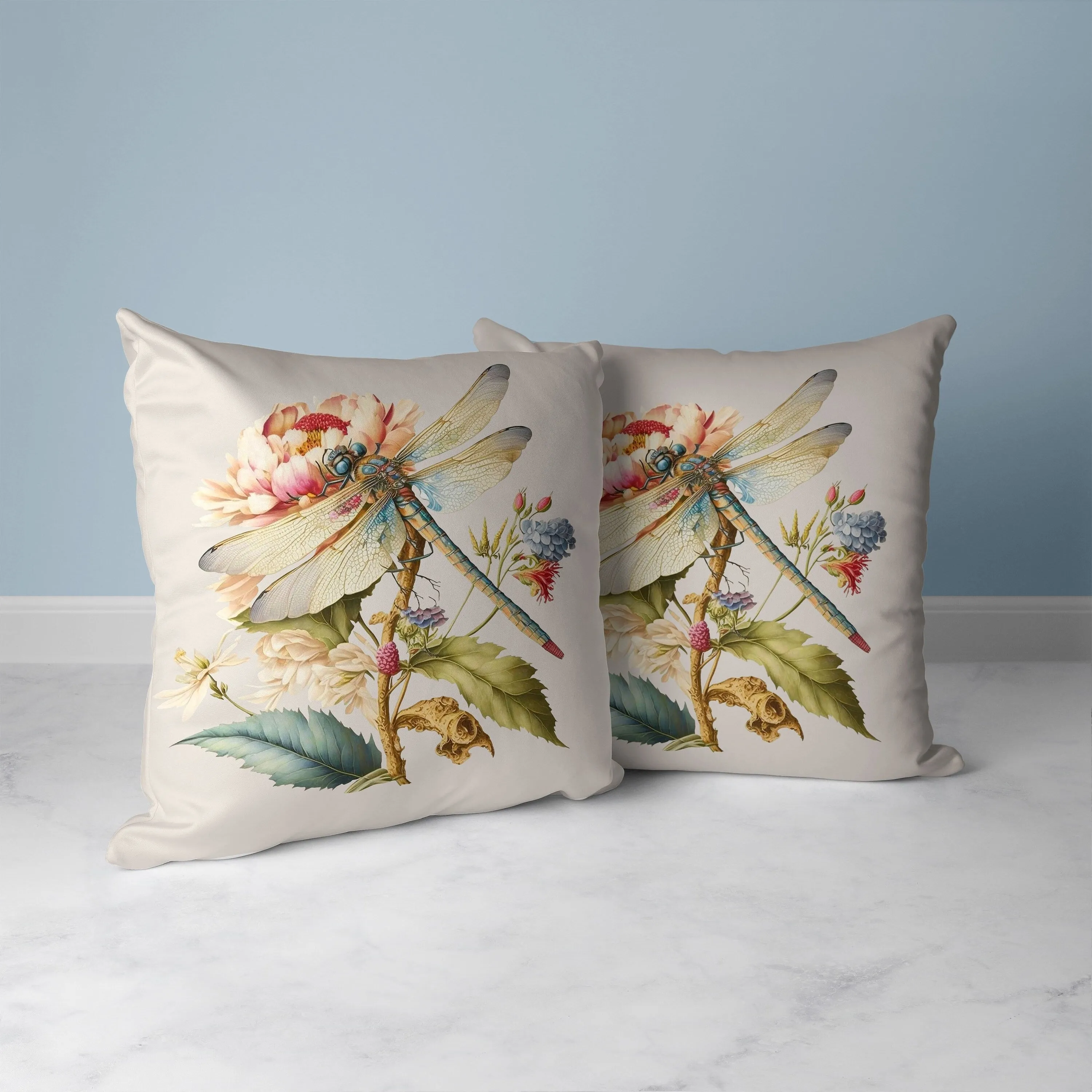Dragonfly's Paradise Faux Suede Reversible Throw Pillow Pink and Green