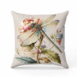 Dragonfly's Paradise Faux Suede Reversible Throw Pillow Pink and Green