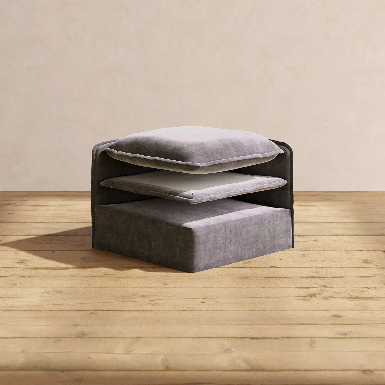 Elevate Comfort Layer Set for 5-Seater Corner Sectional | Luxury Velvet in Cinder