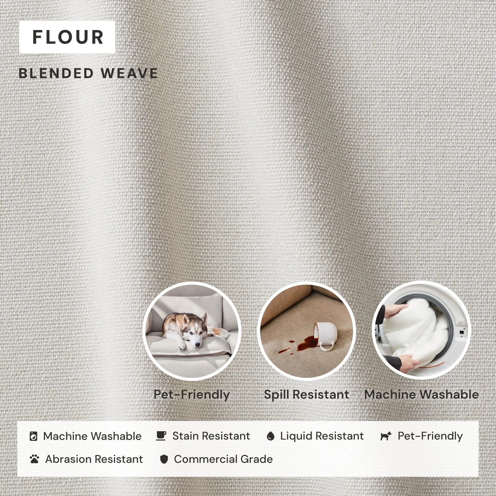 Elevate Comfort Layer Set for 8-Seater U-Sectional   Ottoman | Blended Weave in Flour