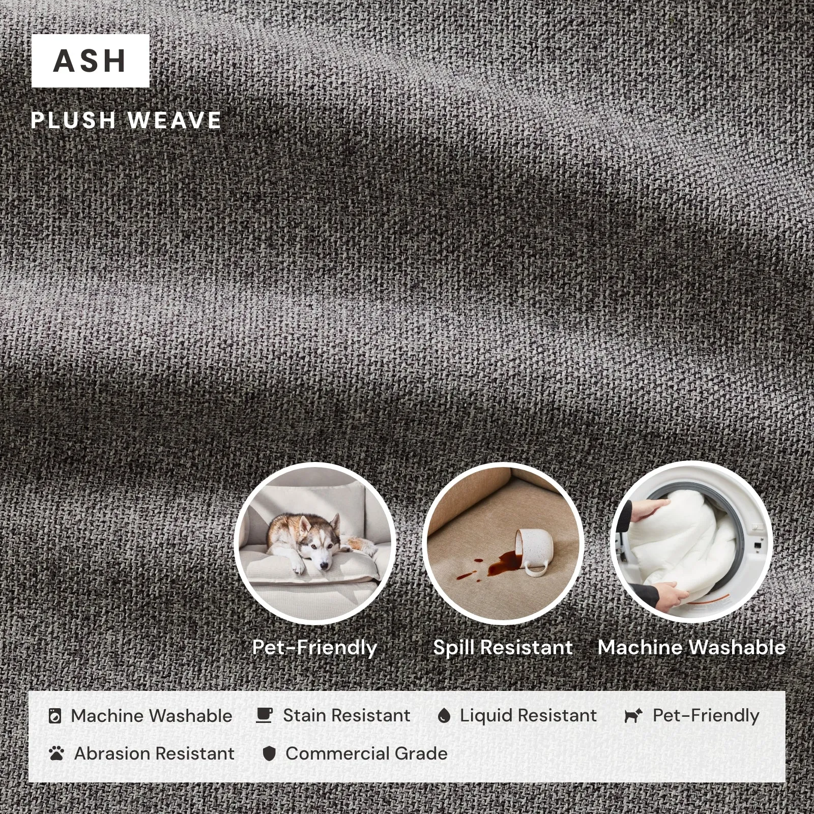 Elevate Comfort Layer Set for 8-Seater U-Sectional | Plush Weave in Ash