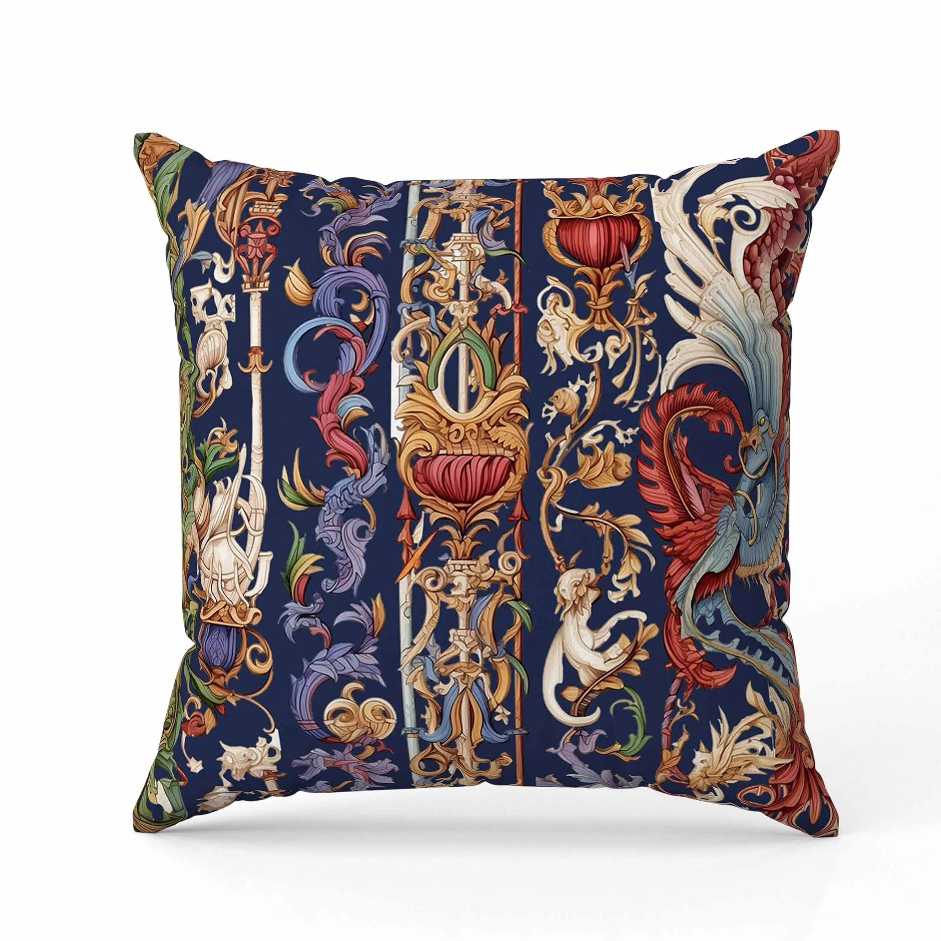 Flamewind Freesia Indoor/Outdoor Reversible Throw Pillow Blue and Red