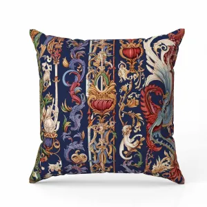 Flamewind Freesia Indoor/Outdoor Reversible Throw Pillow Blue and Red