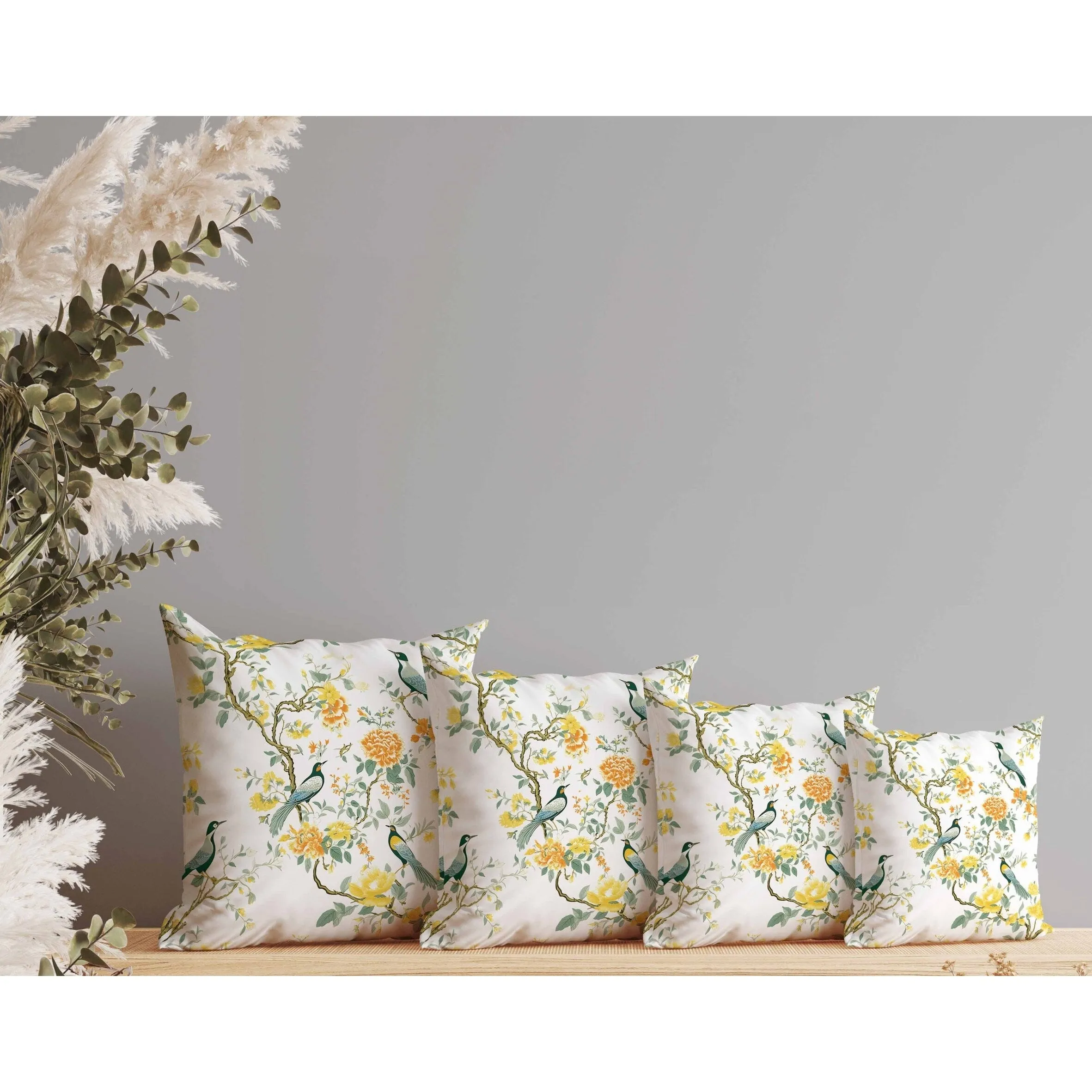 Flight of the Forest Faux Suede Reversible Throw Pillow White and Orange