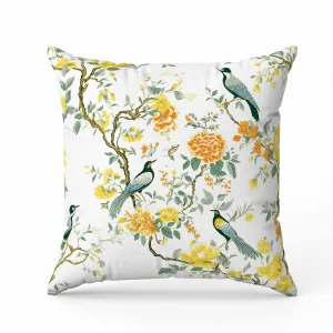 Flight of the Forest Faux Suede Reversible Throw Pillow White and Orange