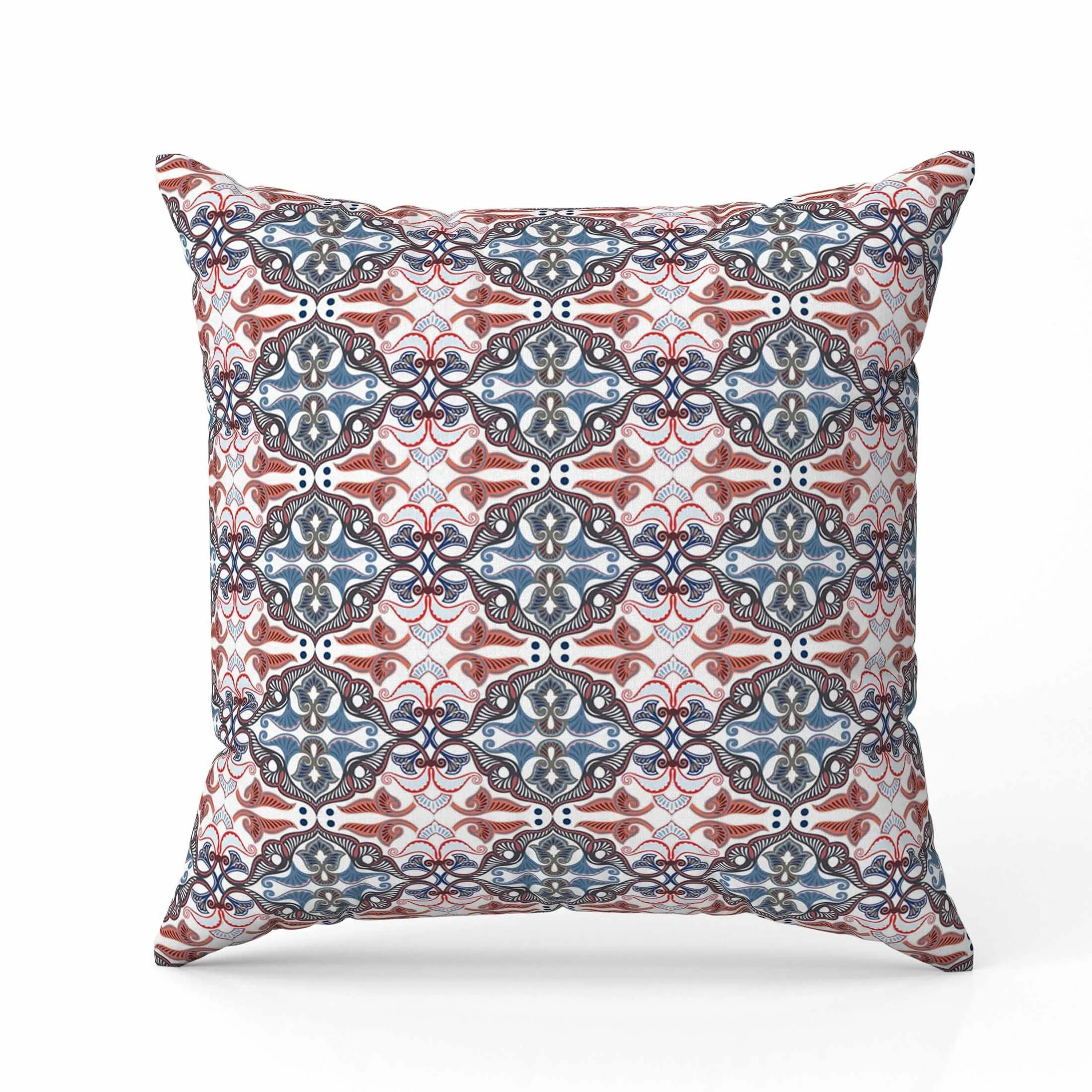 Floral Elegance Faux Suede Reversible Throw Pillow White and Blue