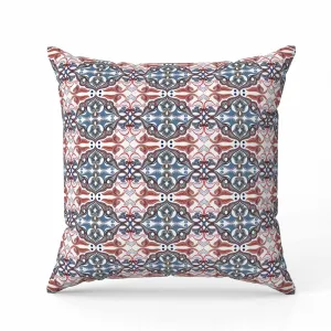 Floral Elegance Faux Suede Reversible Throw Pillow White and Blue