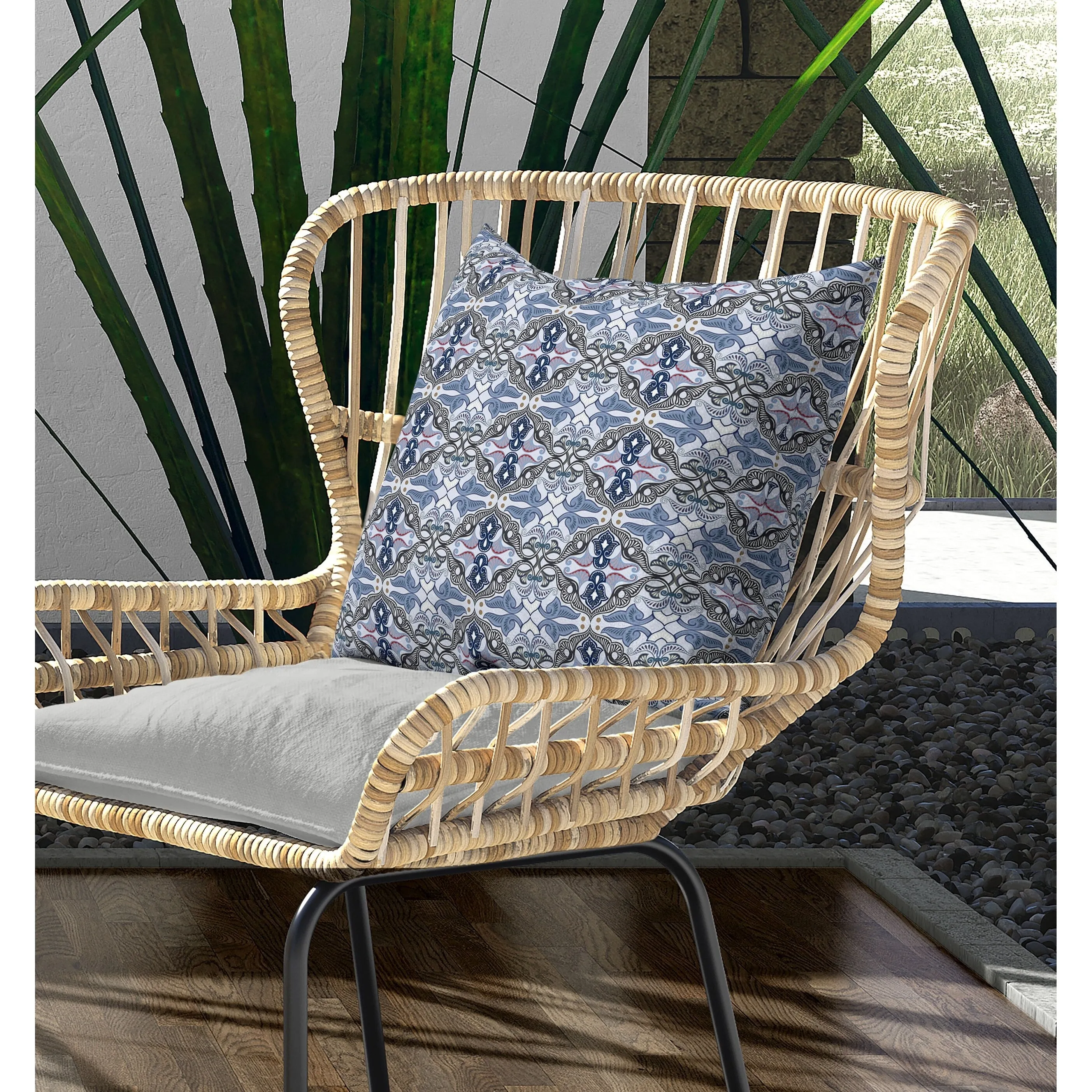 Floral Elegance Indoor/Outdoor Reversible Throw Pillow Lavender and Mist