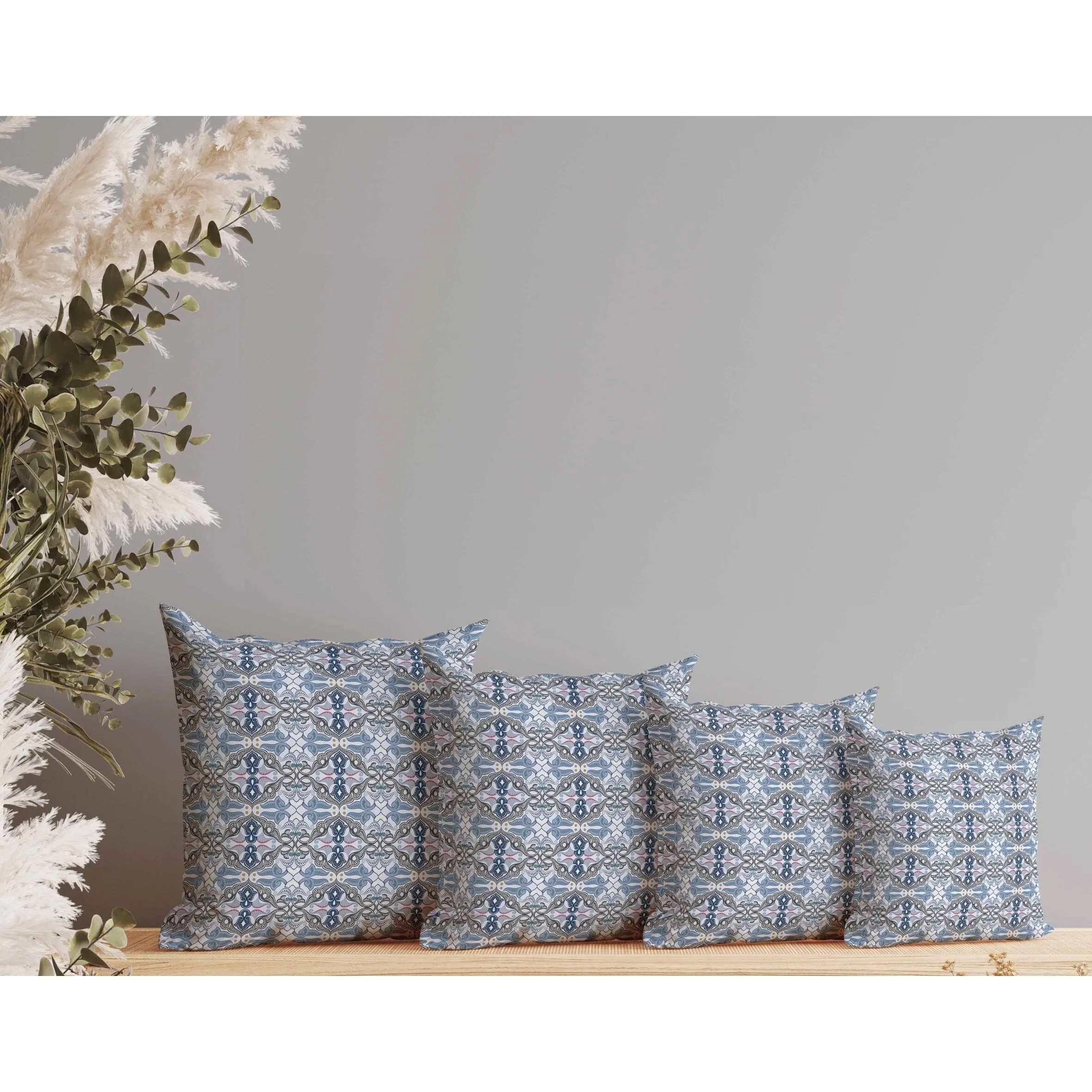 Floral Elegance Indoor/Outdoor Reversible Throw Pillow Lavender and Mist