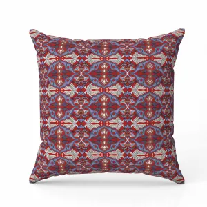 Floral Elegance Indoor/Outdoor Reversible Throw Pillow Red and Blue