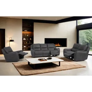 Furniture of America Evelio Modern 3-Piece Oversized Power Recline Sofa Set with USB Ports