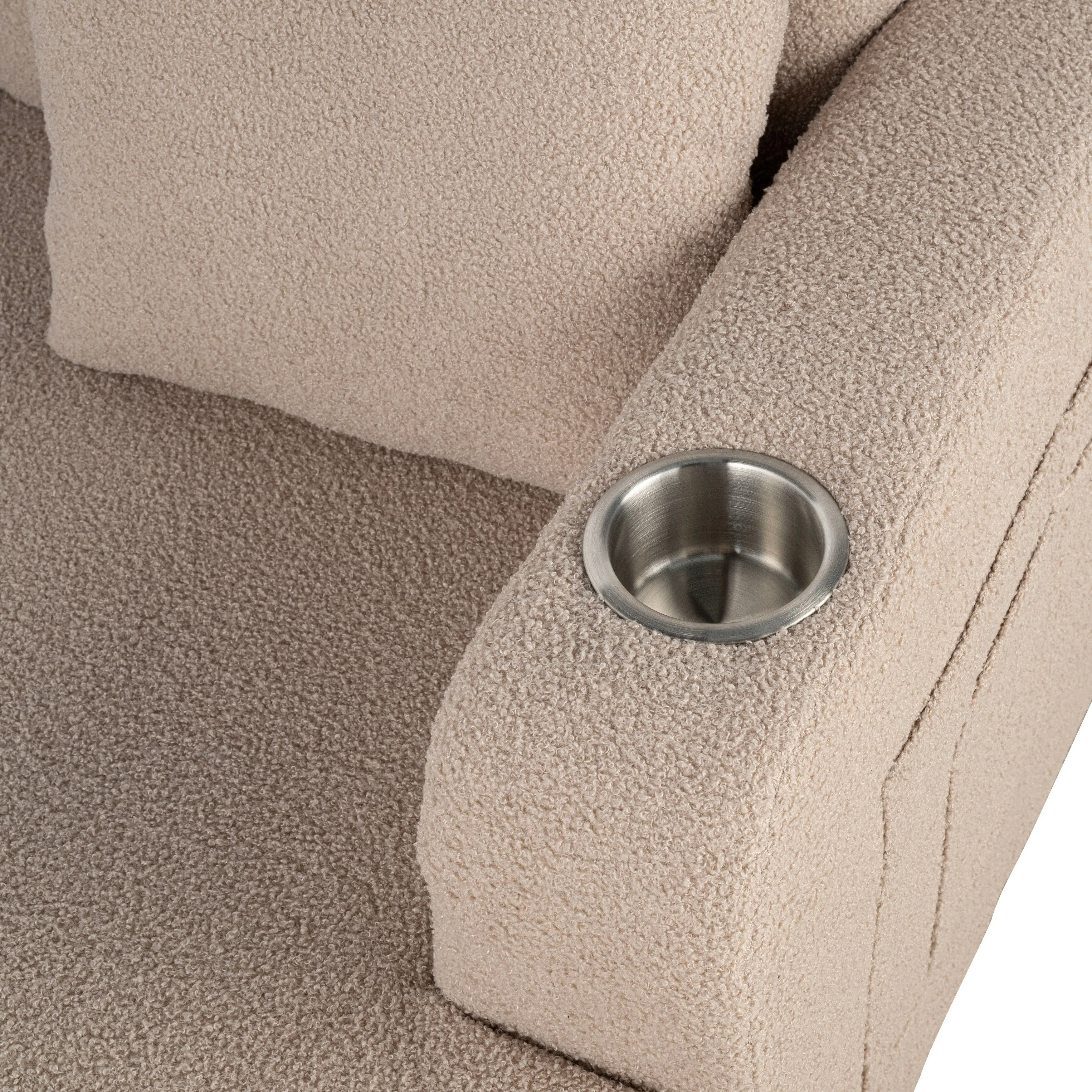 Furniture of America Xenia Modern 2-Piece Boucle Sofa Set with Cup Holders and USB Ports