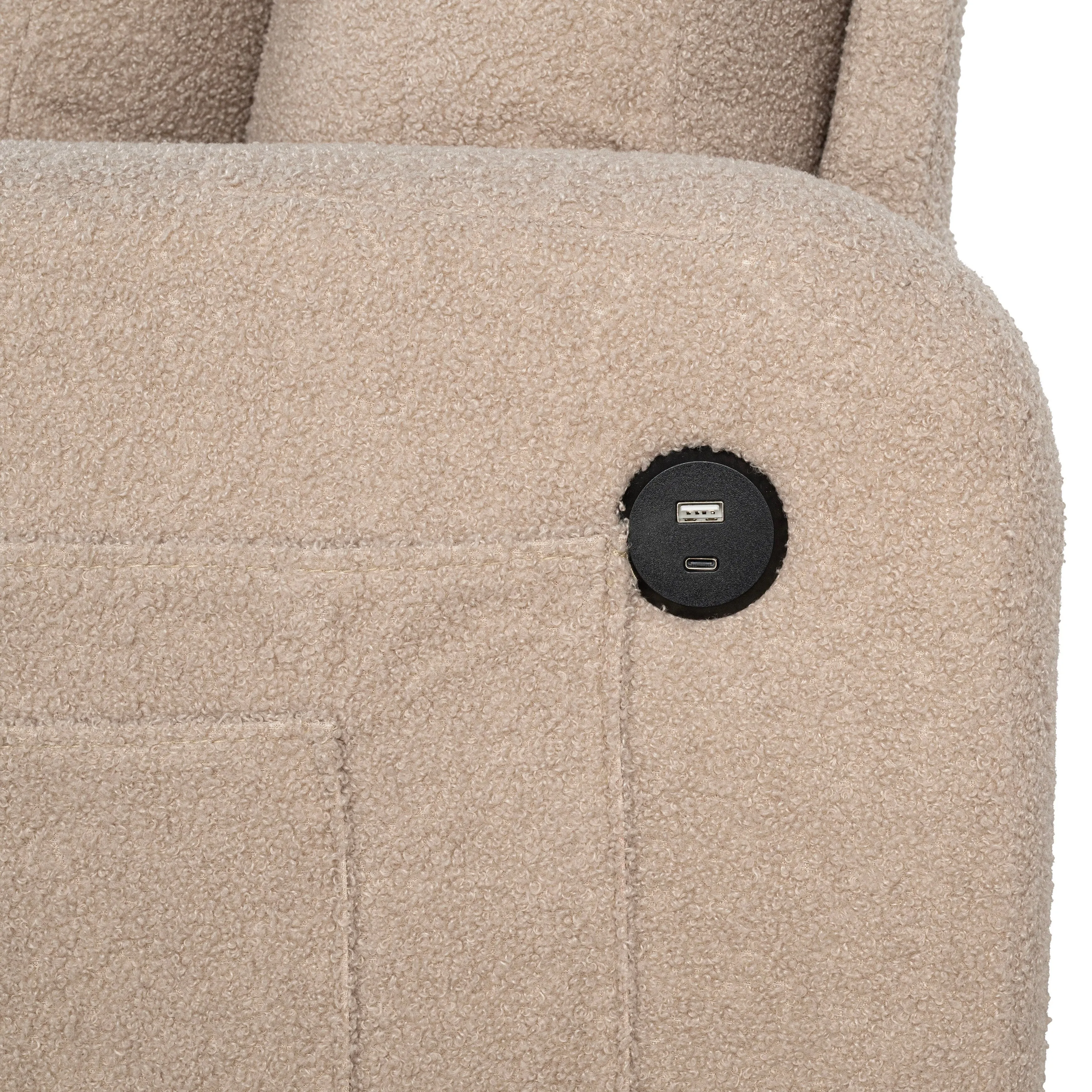 Furniture of America Xenia Modern 2-Piece Boucle Sofa Set with Cup Holders and USB Ports
