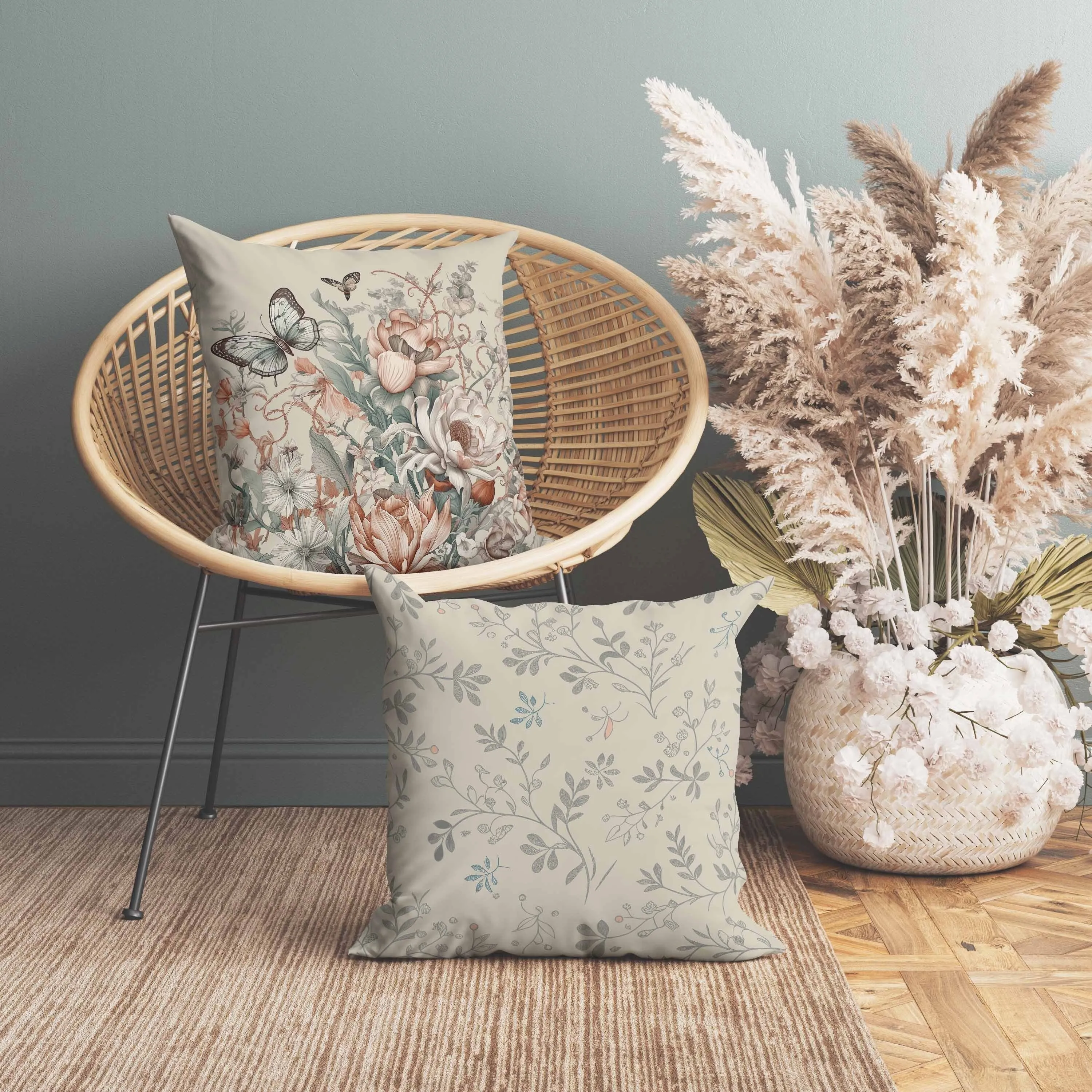 Garden Delights Faux Suede Reversible Throw Pillow Brown and Oyester