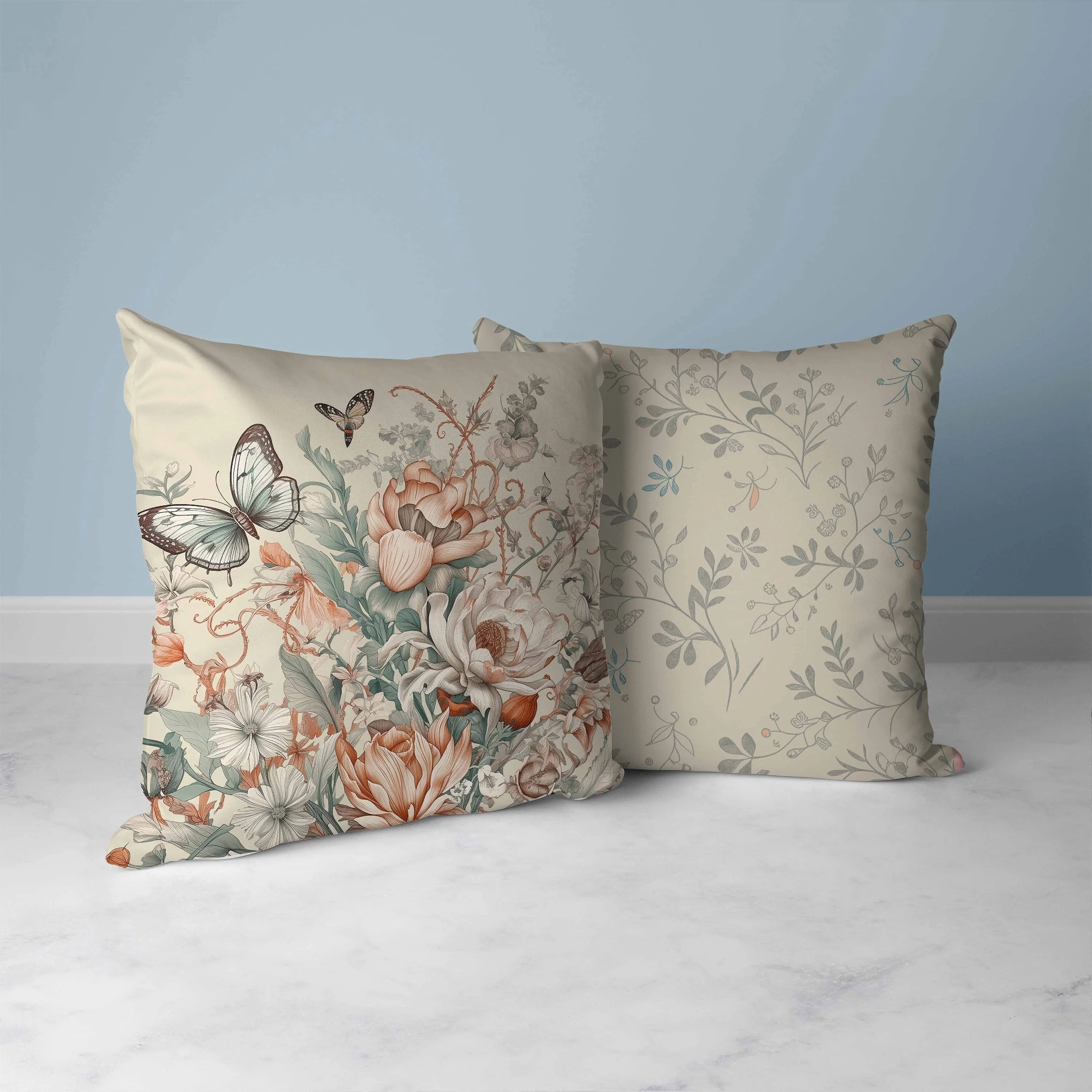 Garden Delights Faux Suede Reversible Throw Pillow Brown and Oyester