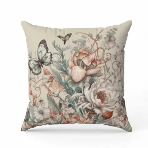 Garden Delights Faux Suede Reversible Throw Pillow Brown and Oyester