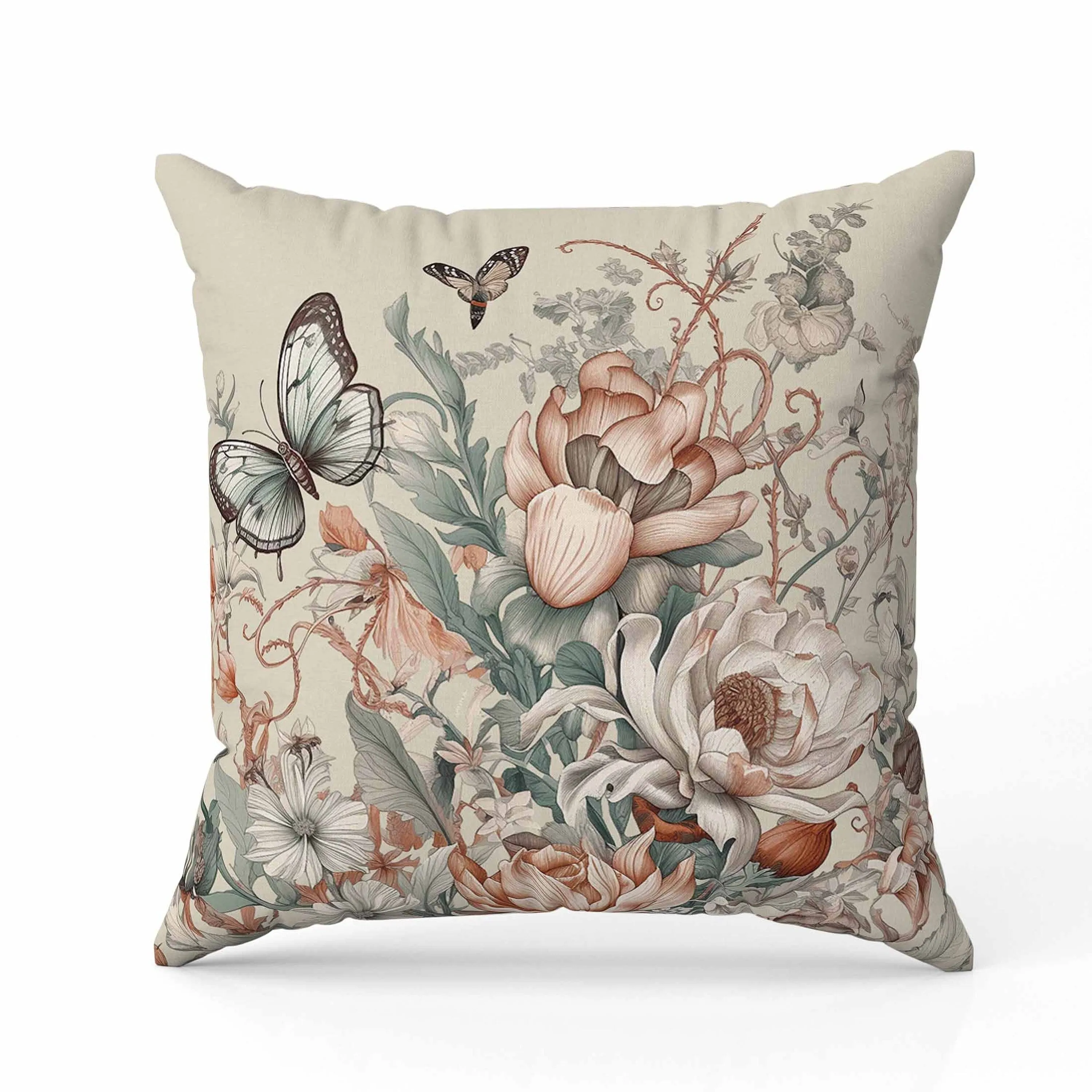 Garden Delights Faux Suede Reversible Throw Pillow Brown and Oyester