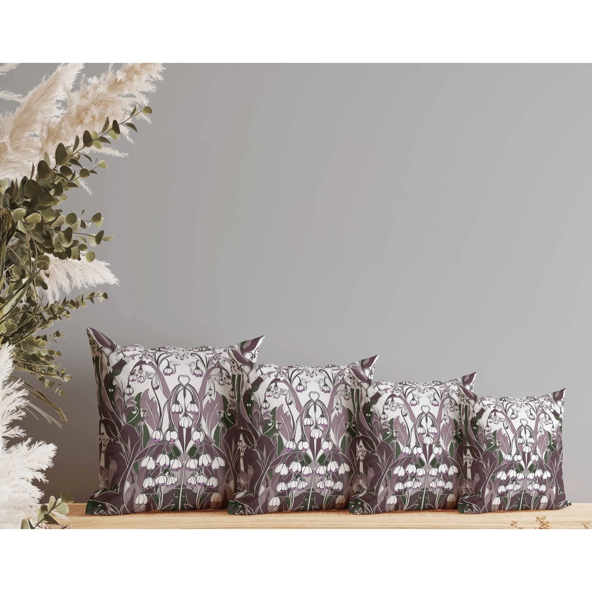 Lily of the Valley Faux Suede Reversible Throw Pillow White and Lavender