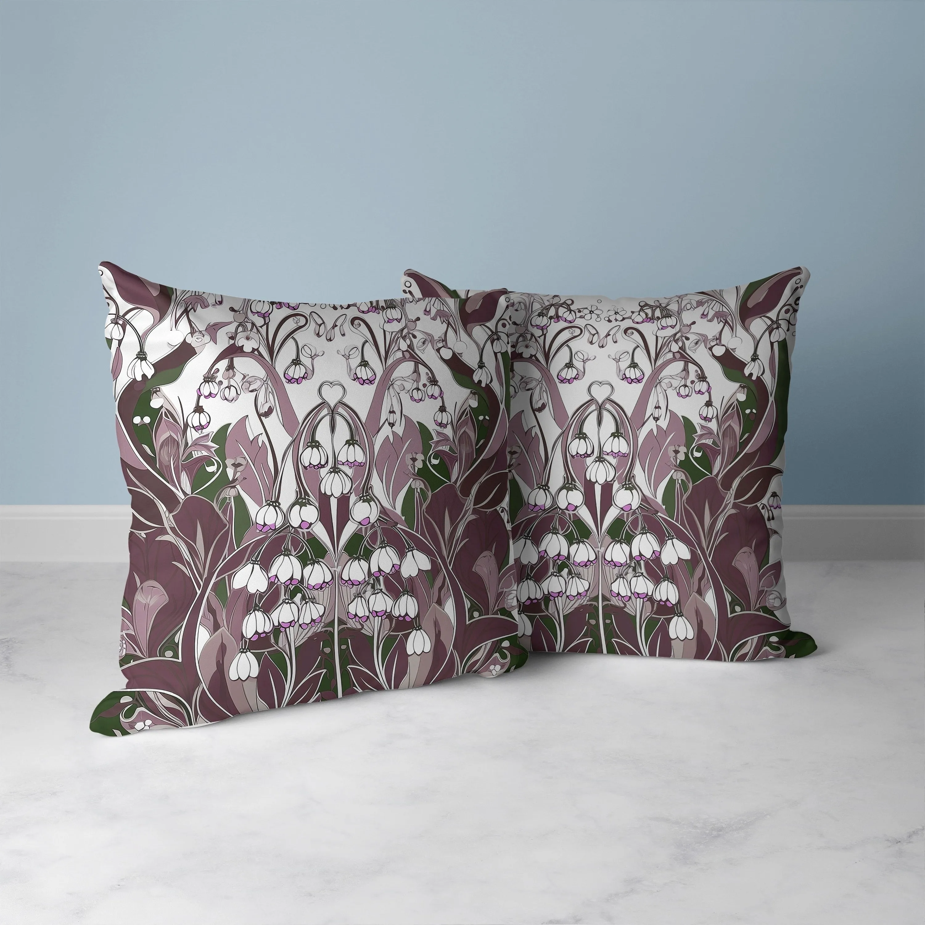 Lily of the Valley Faux Suede Reversible Throw Pillow White and Lavender