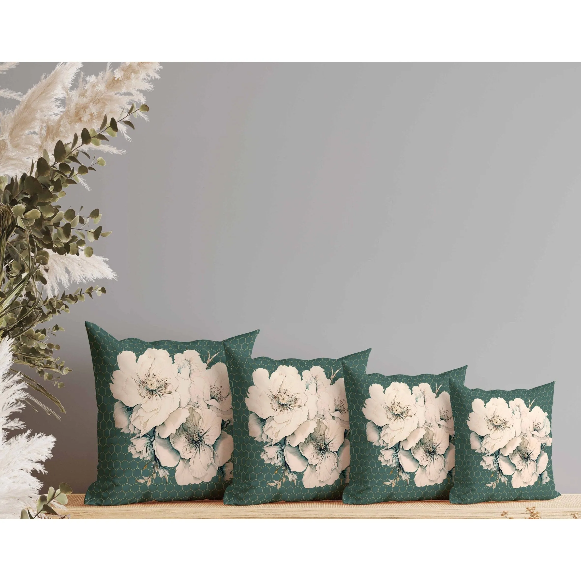 Magnolia Majesty Indoor/Outdoor Reversible Throw Pillow Stone and Grey