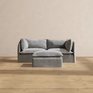 Modular Performance 2-Seater   Ottoman in Ash | Deluxe Blend