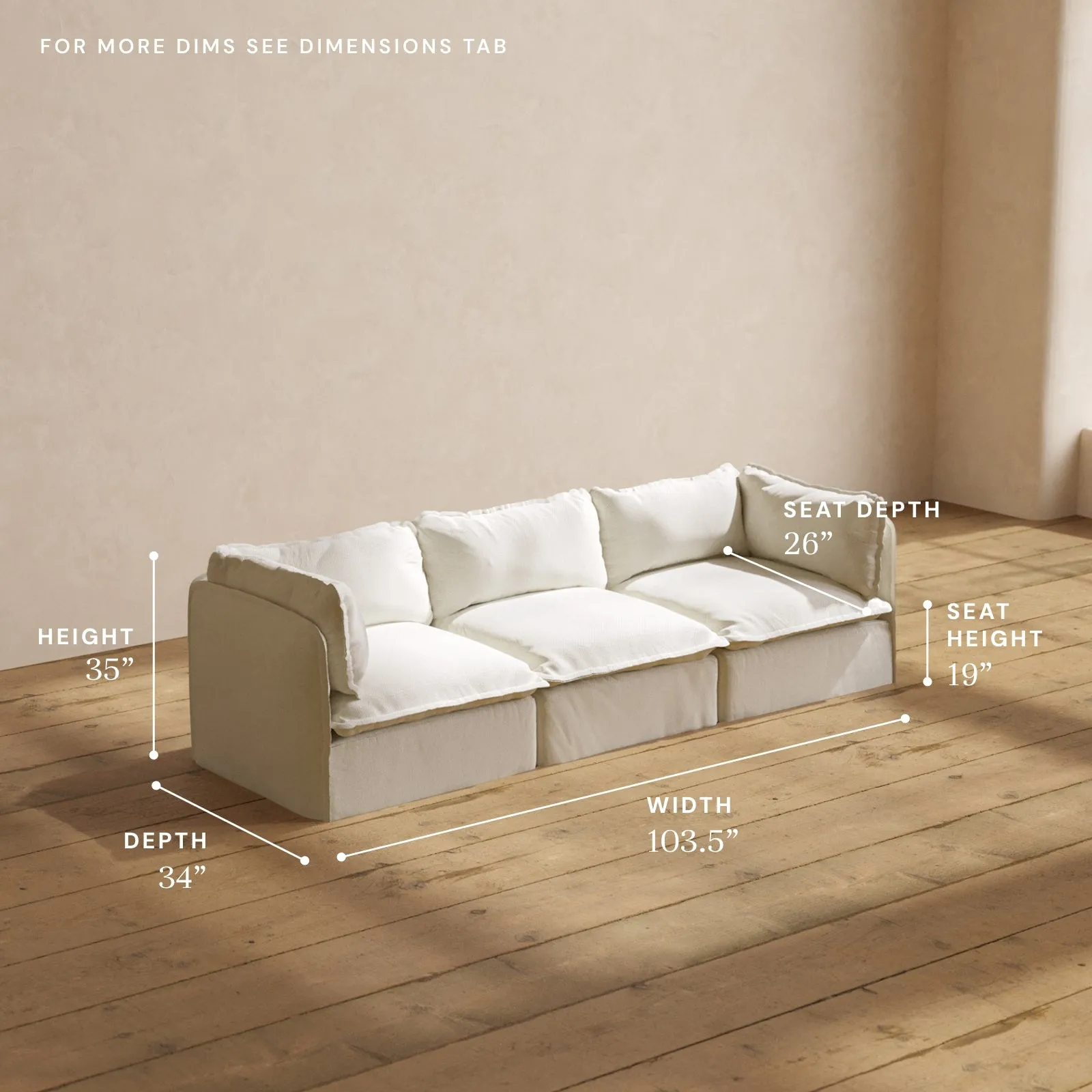 Modular Performance 3-Seater in Eggshell | Deluxe Blend