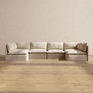 Modular Performance 6-Seater Open-Ends U-Sectional in Oat | Relaxed Blend