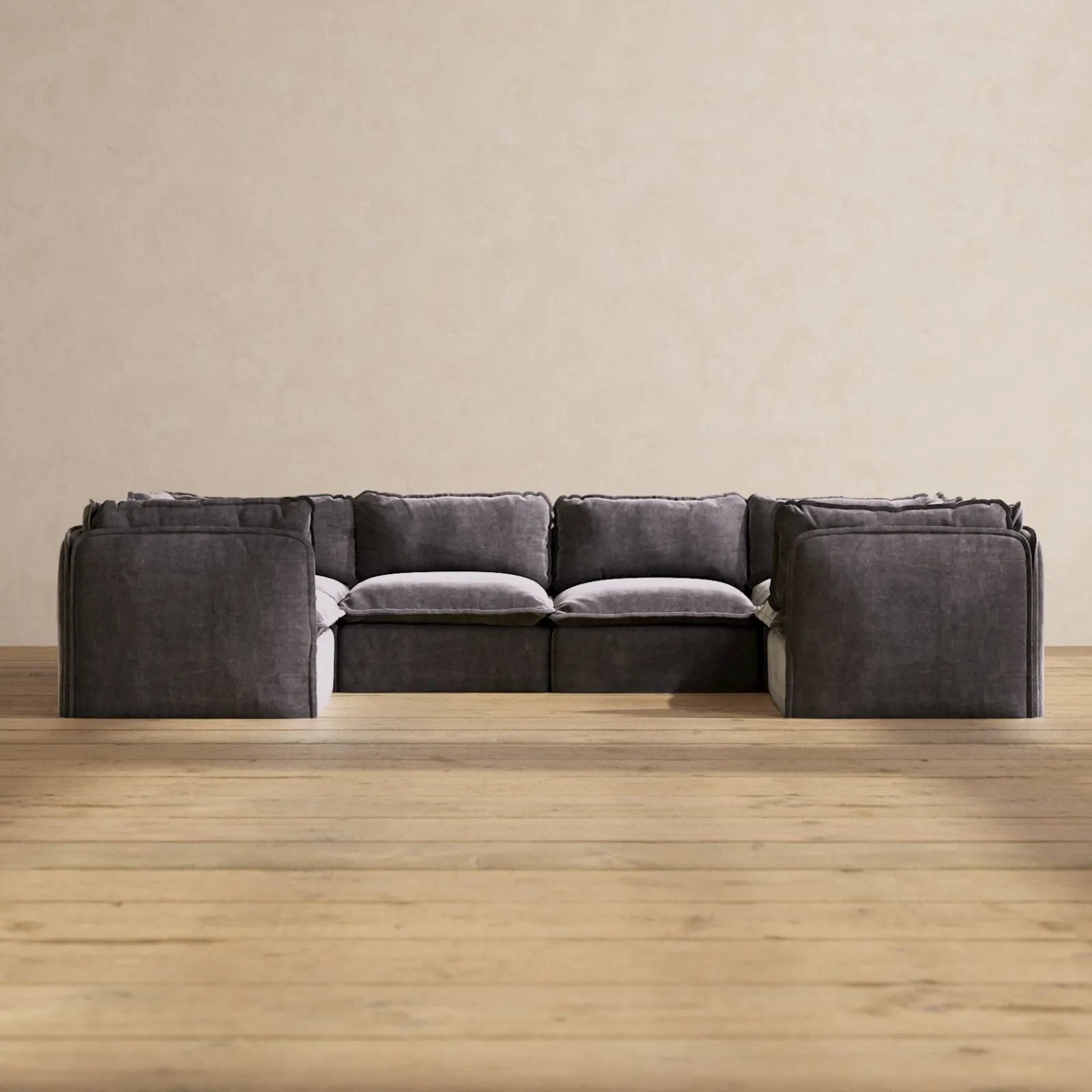 Modular Performance 6-Seater U-Sectional in Cinder | Deluxe Blend