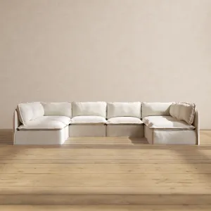 Modular Performance 8-Seater Open-Ends U-Sectional in Flour | Relaxed Blend