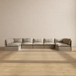 Modular Performance 9-Seater Open-Ends U-Sectional in Dune | Relaxed Blend