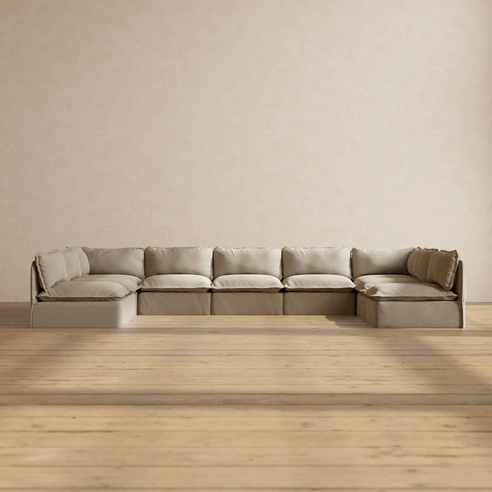 Modular Performance 9-Seater Open-Ends U-Sectional in Dune | Relaxed Blend