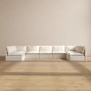 Modular Performance 9-Seater Open-Ends U-Sectional in Mousse | Relaxed Blend