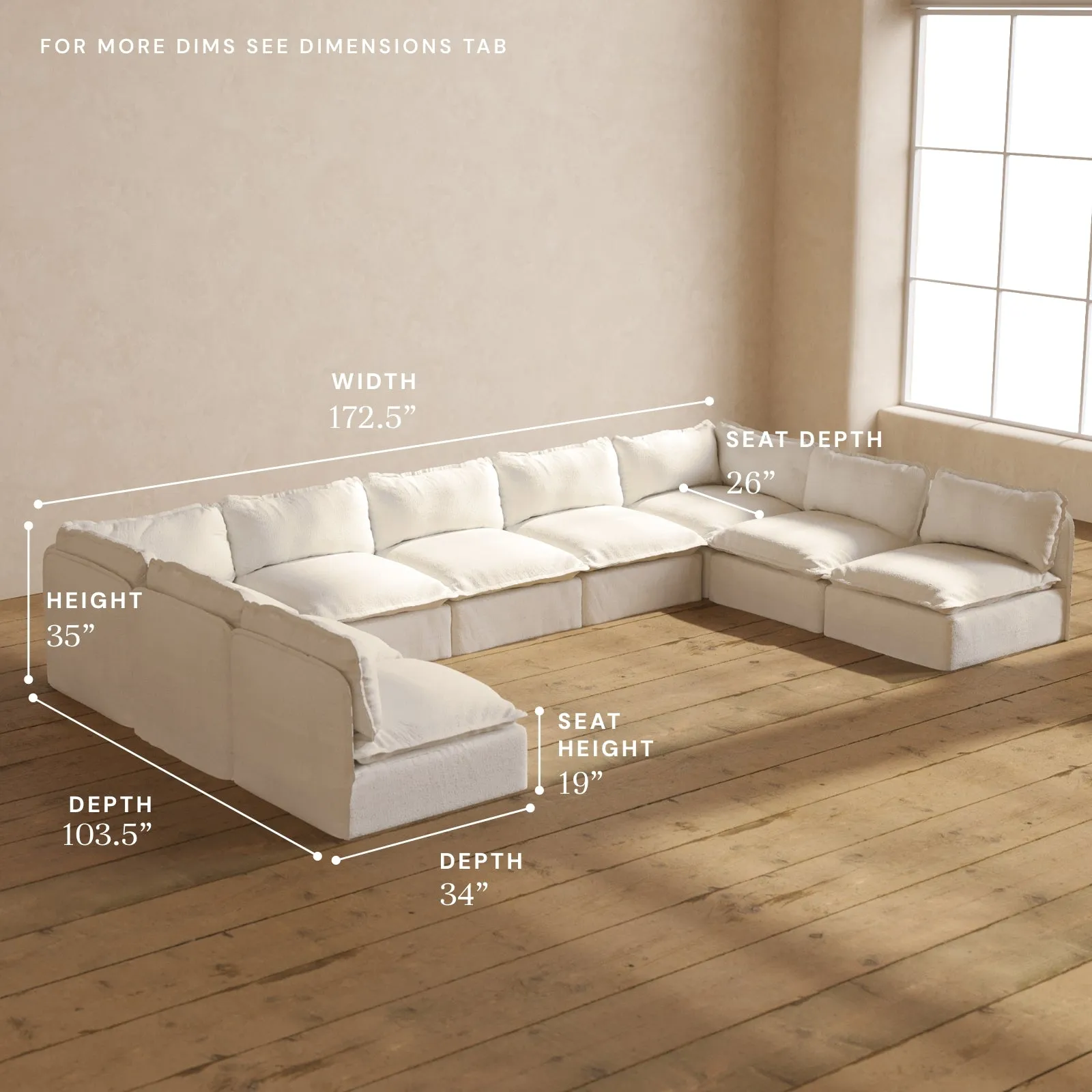Modular Performance 9-Seater Open-Ends U-Sectional in Mousse | Relaxed Blend
