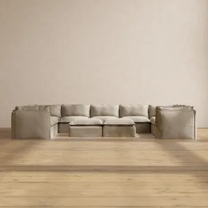 Modular Performance 9-Seater U-Sectional   Bench Ottoman in Dune | Relaxed Blend