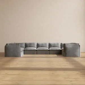 Modular Performance 9-Seater U-Sectional in Ash | Deluxe Blend