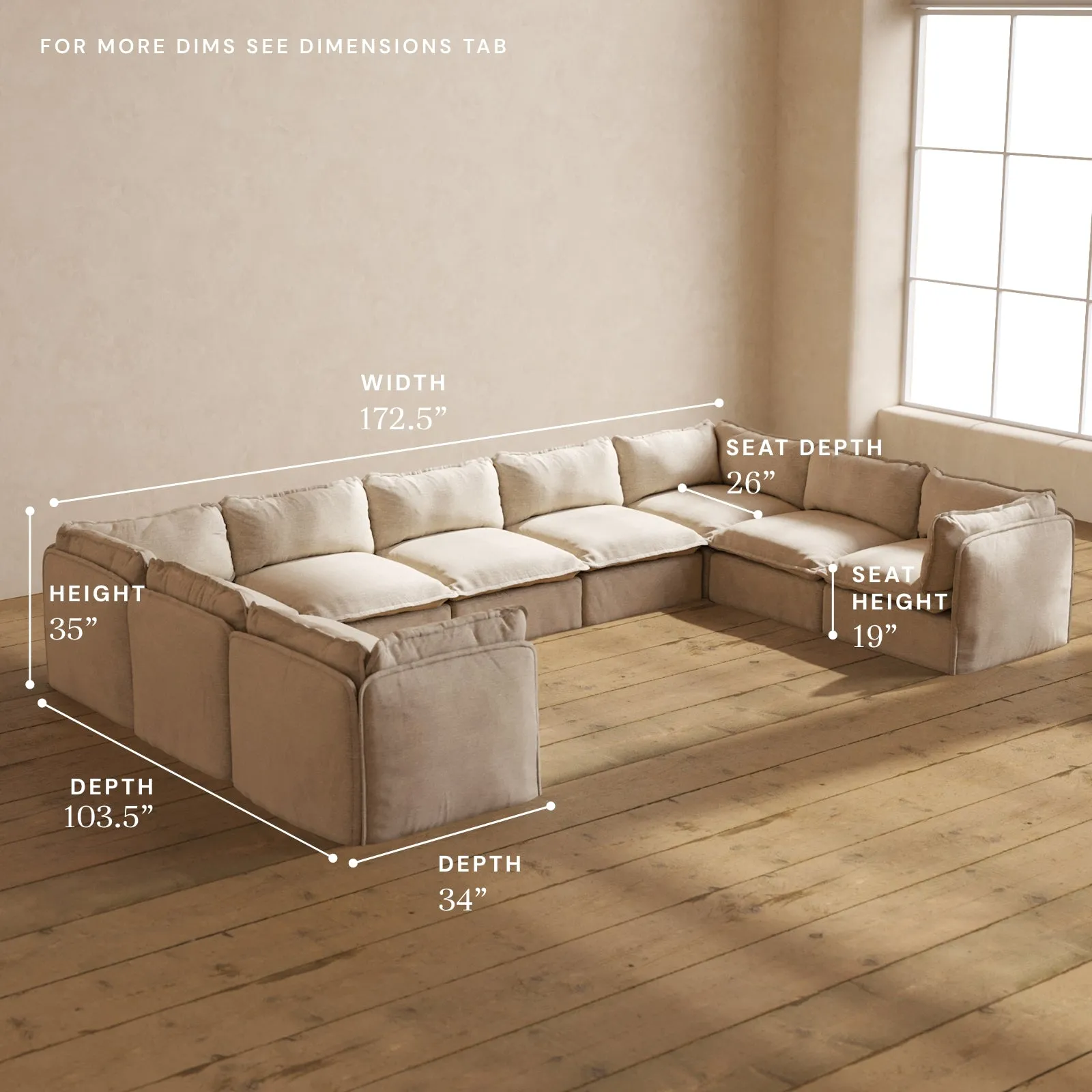 Modular Performance 9-Seater U-Sectional in Oat | Deluxe Blend