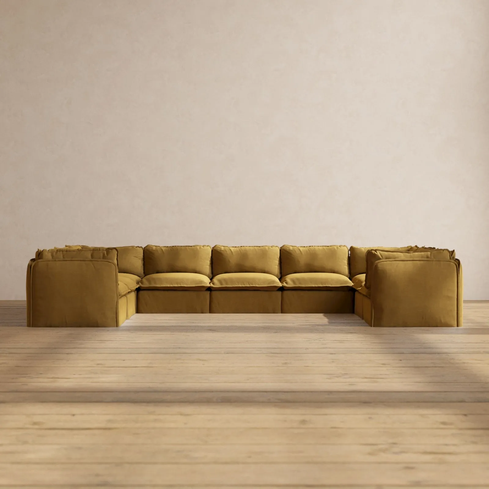 Modular Performance 9-Seater U-Sectional in Toffee | Relaxed Blend