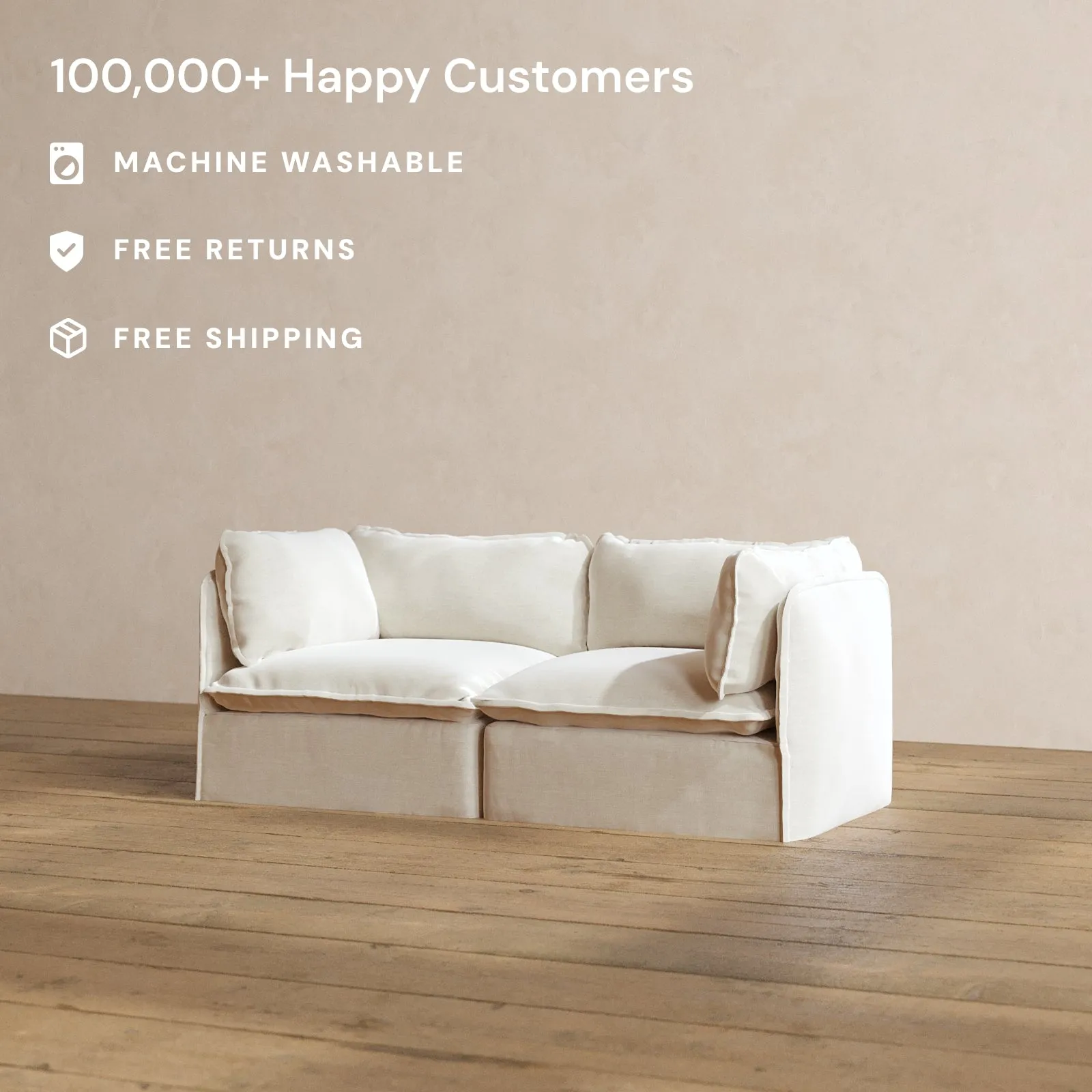 Modular Washable 2-Seater in Coco | Deluxe  Seat | Cloud Pillow